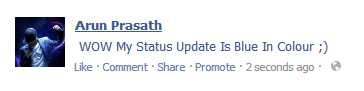 Facebook Trick: Update Your Status In Blue Colour