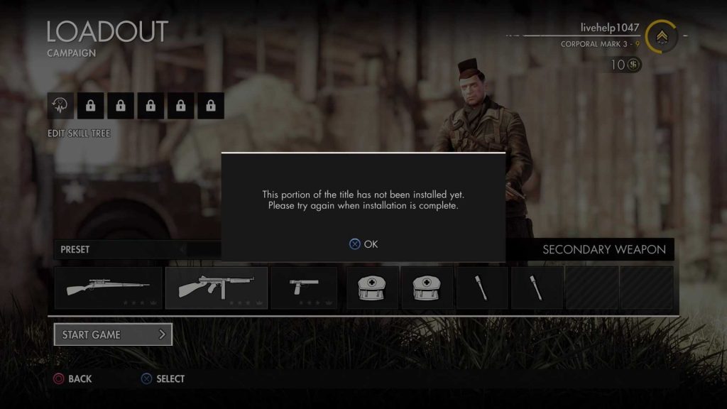 Sniper Elite 4 Ultimate "This portion of the title has not been installed yet".